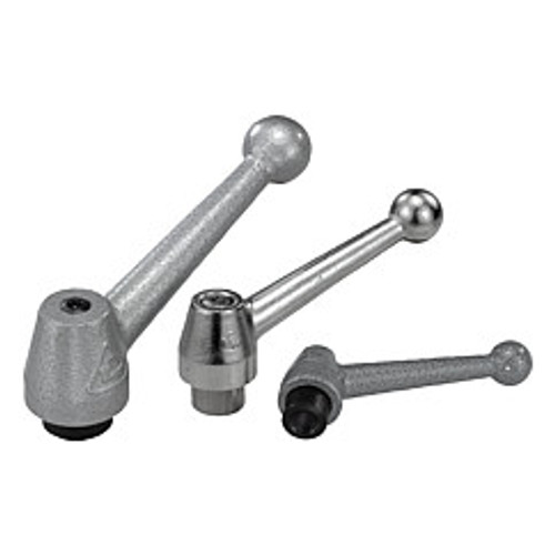 Kipp 3/4"-10 Adjustable Handle, Classic Ball Style, Silver-Gray Steel, Internal Thread, Size 3 (1/Pkg.), K0120.3A7