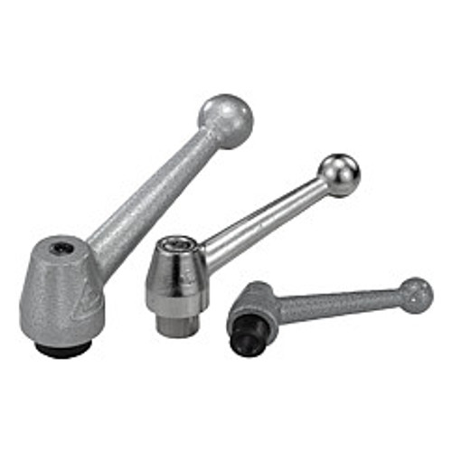 Kipp M12 Adjustable Handle, Classic Ball Style, Silver-Gray Steel, Internal Thread, Size 1 (Qty. 1), K0120.112