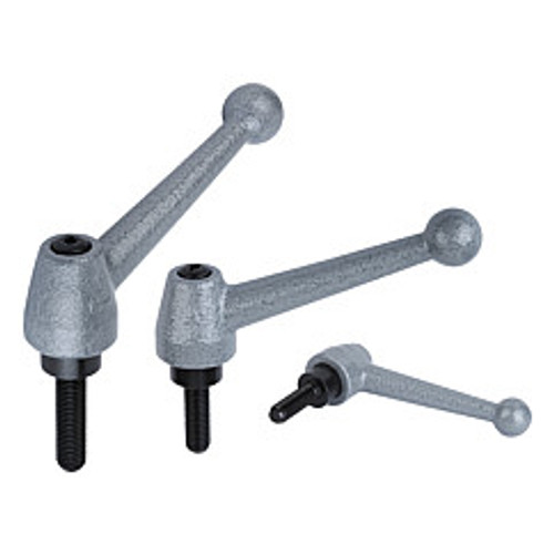 Kipp M12x60 Adjustable Handle, Classic Ball Style, Silver-Gray Steel, External Thread, Size 1 (1/Pkg.), K0120.112X60