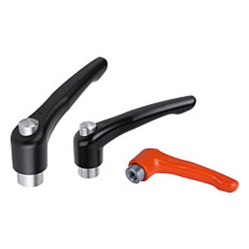 Kipp M8 Adjustable Handle with Protective Cap, Modern Style, Zinc/Stainless Steel, Internal Thread, Size 2, Orange (Qty. 1), K0123.92082