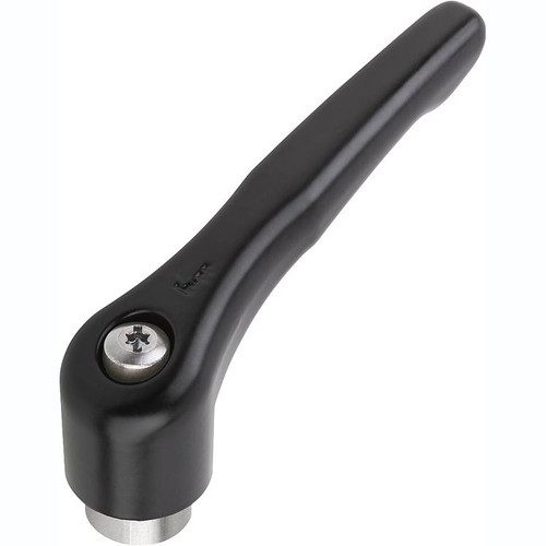 Kipp 1/4"-20x60 Adjustable Handle with Protective Cap, Modern Style, Zinc/Stainless Steel, External Thread, Size 2, Black (Qty. 1), K0123.92A21X60