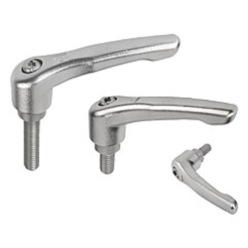 Kipp 3/8"-16x60 Adjustable Handle, Modern Style, All Stainless Steel, External Thread, Size 2 (Qty. 1), K0124.2A4X60 Kipp 3/8"-16x60 Adjustable Handle, Modern Style, All Stainless Steel, External Thread, Size 2 (Qty. 1), K0124.2A4X60