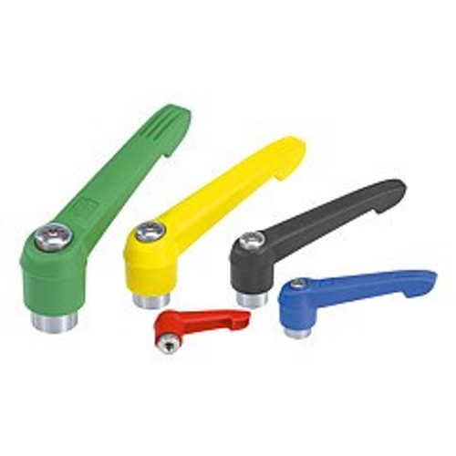 Kipp 1/4"-20 Adjustable Handle, Novo Grip Modern Style, Plastic/Stainless Steel, Internal Thread, Size 1, Green (Qty. 1), K0270.1A286