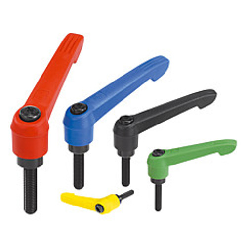Kipp 1/4"-20x20 Adjustable Handle, Novo Grip Modern Style, Plastic/Steel, External Thread, Size 1, Blue (1/Pkg.), K0269.1A287X20