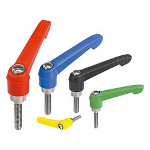 Kipp M6x10 Adjustable Handle, Novo Grip Modern Style, Plastic/Stainless Steel, External Thread, Size 1, Yellow (Qty. 1), K0270.10616X10