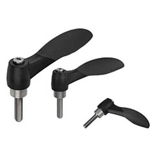 Kipp M6x15 Adjustable Handle 2K "Cockatoo", Plastic/Stainless Steel, 2 Component with External Thread, Size 2, (Qty. 1), K0126.20601X15