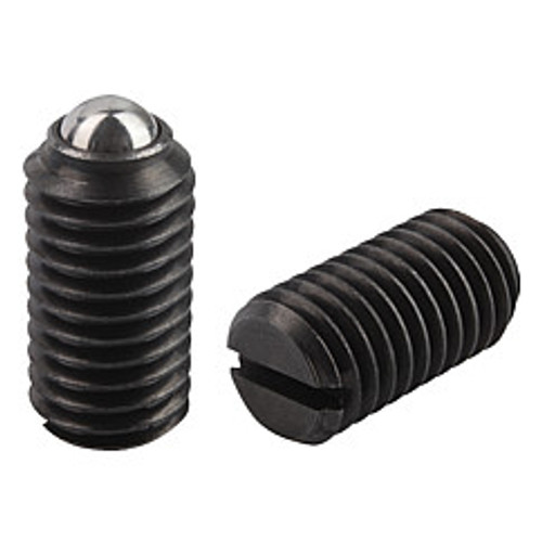 Kipp 1/2"-13 Spring Plungers, Ball Style, Slotted, Steel, Standard End Pressure (10/Pkg.), K0309.A5