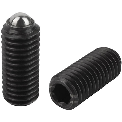 Kipp M5 Spring Plungers, Ball Style, Hexagon Socket, Steel, Standard End Pressure (10/Pkg.), K0315.05