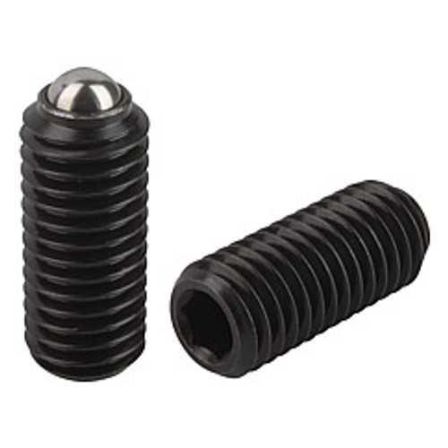 Kipp M8 Spring Plungers, Ball Style, Hexagon Socket, Steel, Standard End Pressure (10/Pkg.), K0315.08