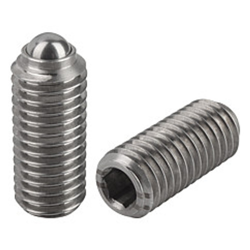 Kipp 5/8"-11 Spring Plungers, Ball Style, Hexagon Socket, Stainless Steel, Heavy End Pressure (Qty. 1), K0316.2A6