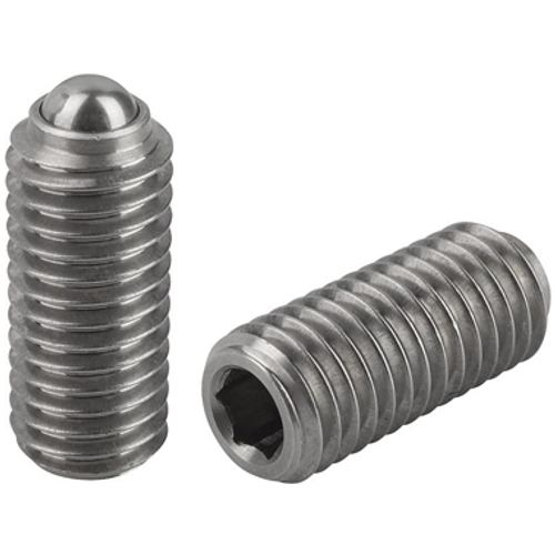 Kipp M3 Spring Plungers, Ball Style, Hexagon Socket, Stainless Steel, Standard End Pressure (Qty. 1), K0316.03