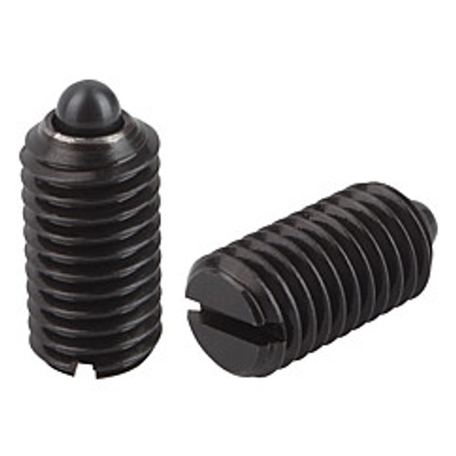 Kipp M12 Spring Plungers, Pin Style, Slotted, Steel, Standard End Pressure (10/Pkg.), K0313.12