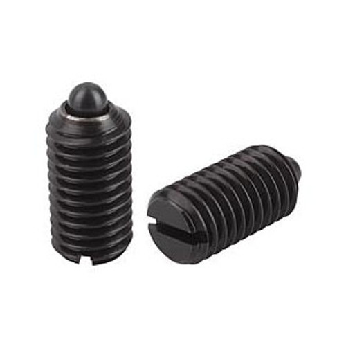 Kipp 1/4"-28 Spring Plungers, Pin Style, Slotted, Steel, Standard End Pressure (10/Pkg.), K0313.AJ