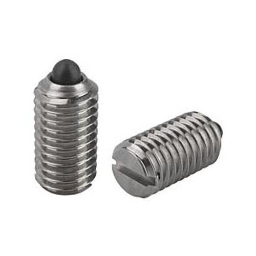 Kipp #10-32 Spring Plungers, Pin Style, Slotted, Stainless Steel, Standard End Pressure (10/Pkg.), K0314.A1