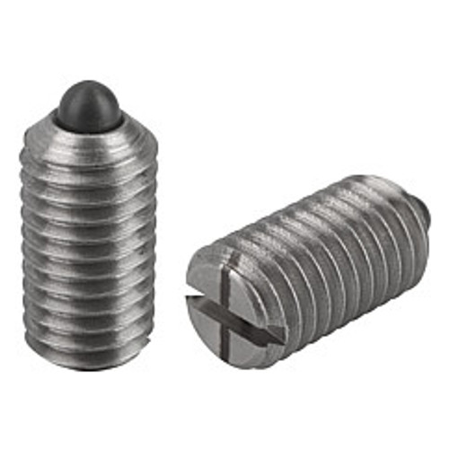 Kipp 5/8"-11 Spring Plungers, Pin Style, Slotted, Stainless Steel, Light End Pressure (1/Pkg.), K0314.1A6