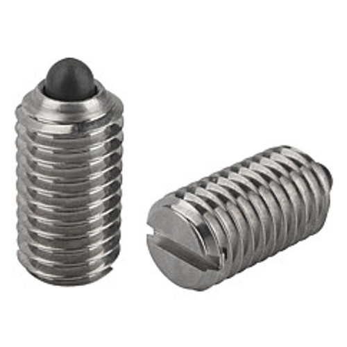 Kipp M10 Spring Plungers, Pin Style, Slotted, Stainless Steel, Standard End Pressure (10/Pkg.), K0314.10