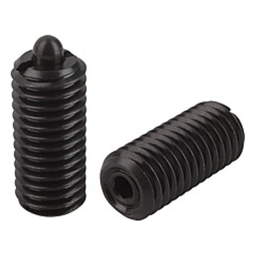 Kipp 1/4"-20 Spring Plungers, Pin Style, Hexagon Socket, Steel, Standard End Pressure (10/Pkg.), K0317.A2