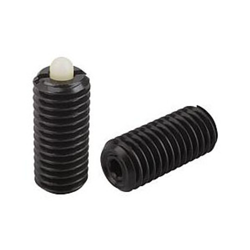 Kipp M5 Spring Plungers, Pin Style, Hexagon Socket, Steel Body/Plastic Pin, Light End Pressure, (10/Pkg.), K0318.105