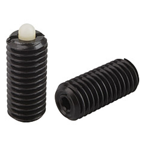 Kipp M6 Spring Plungers, Pin Style, Hexagon Socket, Steel Body/Plastic Pin, Standard End Pressure, (10/Pkg.), K0318.06