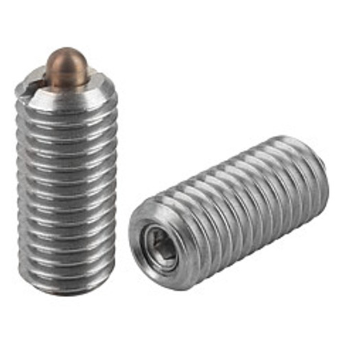 Kipp 1/4"-28 Spring Plungers, Pin Style, Hexagon Socket, All Stainless Steel, Standard End Pressure, (Qty. 1), K0319.AJ