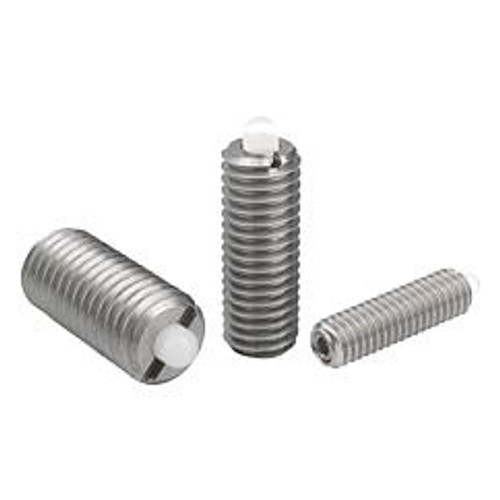 Kipp M3 Spring Plungers, Pin Style, Hexagon Socket, Stainless Steel Body/POM Pin, Standard End Pressure (1/Pkg.), K0320.03