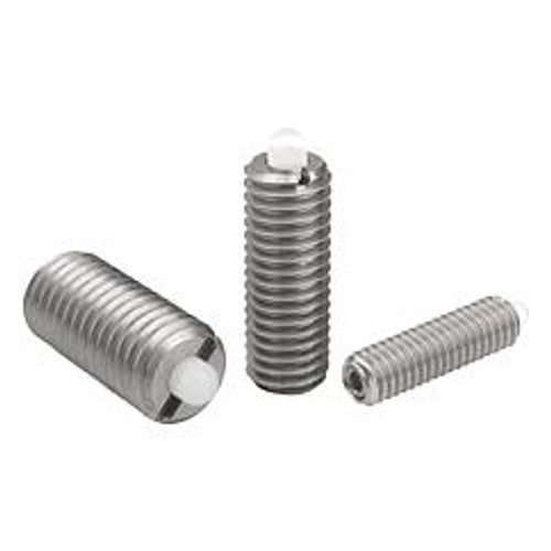 Kipp M4 Spring Plungers, Pin Style, Hexagon Socket, Stainless Steel Body/POM Pin, Standard End Pressure (1/Pkg.), K0320.04