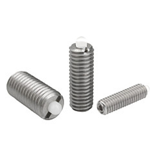 Kipp 5/16"-18 Spring Plungers, Pin Style, Hexagon Socket, Stainless Steel Body/POM Pin, Standard End Pressure (Qty. 1), K0320.A3