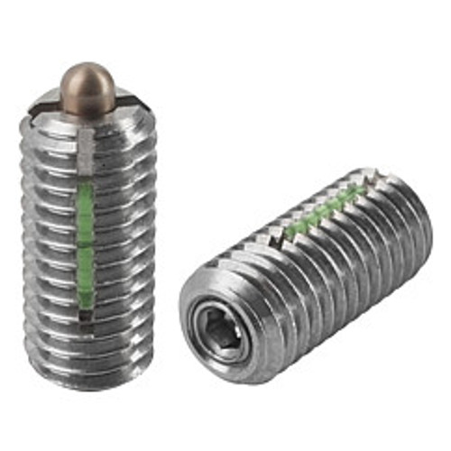 Kipp 1/4"-20 Spring Plungers, LONG-LOK, Pin Style, Hexagon Socket, All Stainless Steel, Standard End Pressure (Qty. 1), K0329.A2