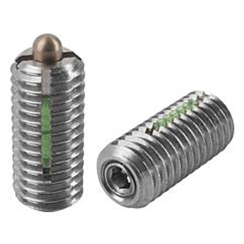 Kipp #10-32 Spring Plungers, LONG-LOK, Pin Style, Hexagon Socket, All Stainless Steel, Standard End Pressure (Qty. 1), K0329.A1