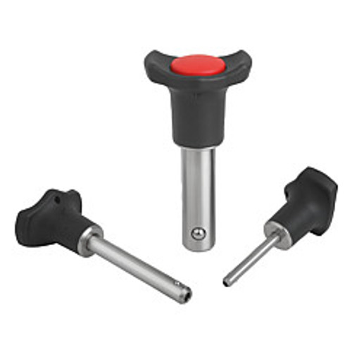 Kipp 6 mm (D) x 15mm (L) Ball Lock Pins, Self Locking, Thermoplastic/Stainless Steel (1/Pkg.), K0363.3806015