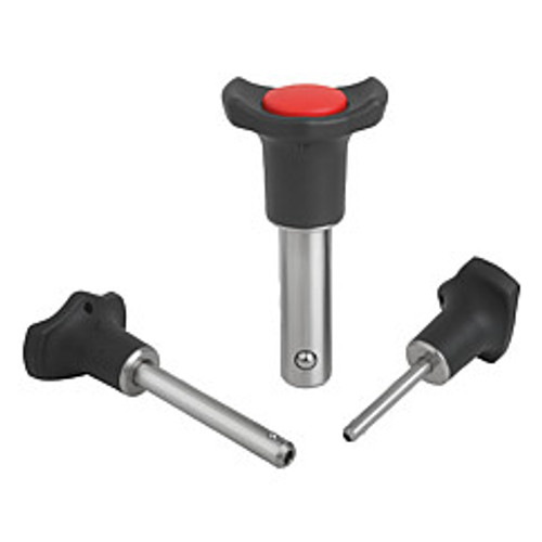 Kipp 16 mm (D) x 70mm (L) Ball Lock Pins, Self Locking, Thermoplastic/Stainless Steel (Qty. 1), K0363.4716070 Kipp 16 mm (D) x 70mm (L) Ball Lock Pins, Self Locking, Thermoplastic/Stainless Steel (Qty. 1), K0363.4716070