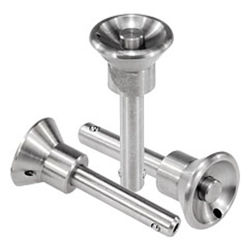 Kipp 0.375" (D) x 1.250" (L) Ball Lock Pins, Button Head Style Self Locking, All Stainless Steel (Qty. 1), K0364.31COL20