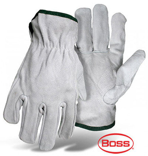 BOSS Gray Cowhide Leather Driver Gloves