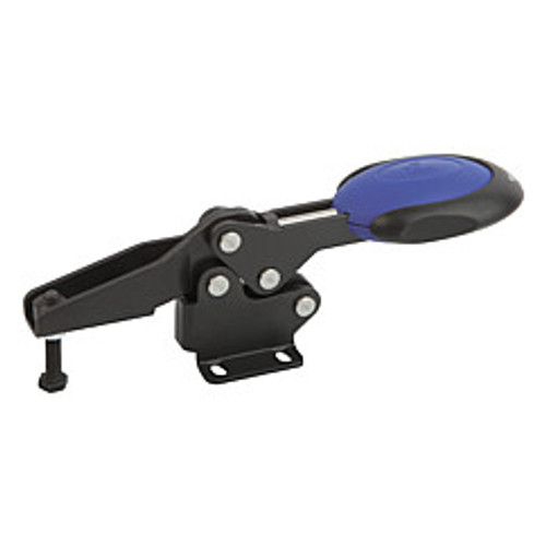 Kipp M12x70 Horizontal Toggle Clamp with Safety Lock, Flat Foot and Adjustable Clamping Spindle (1/Pkg.), K0660.012101