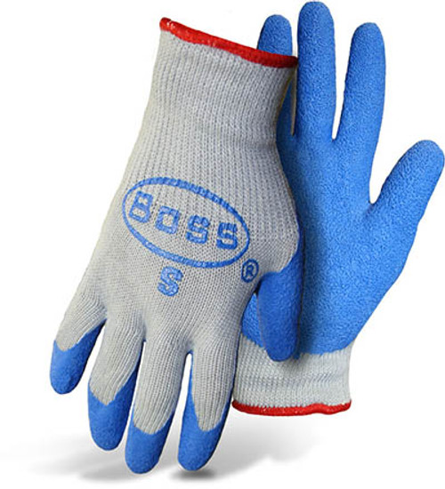 BOSS String Knit Gloves w/ Latex Coated Palm & Fingers, Size X-Large (12 Pair)