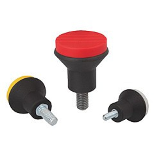 Kipp M4 (ID) x 10 mm (L) x 21 mm (D) Novo-Grip Mushroom Knobs, Stainless Steel Bolt, External Thread, Size 1, Light Gray (Qty. 1), K0251.0045X10