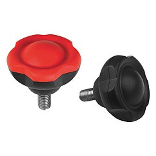Kipp 1/2"-13 (Thread) x 60 mm (L) x 50 mm (D) Novo-Grip Five Lobe Grips, Steel Bolt, External Thread, Light Gray (10/Pkg.), K0255.50A55X60