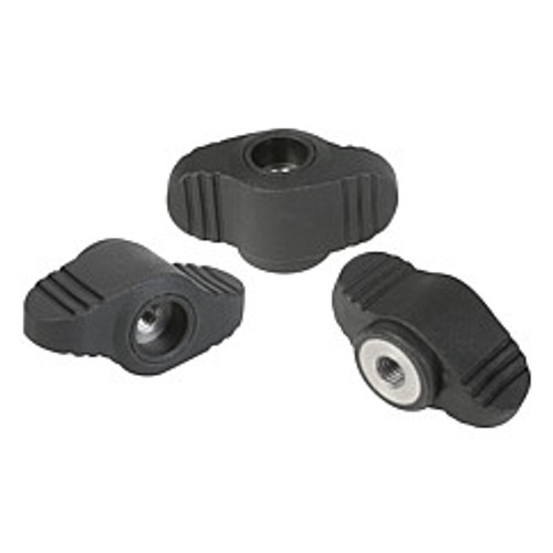 Kipp M6 x 28 mm Mini Wing Grips, Stainless Steel Bushing, Continuous Internal Thread (10/Pkg.), K0658.10006 Kipp M6 x 28 mm Mini Wing Grips, Stainless Steel Bushing, Continuous Internal Thread (10/Pkg.), K0658.10006