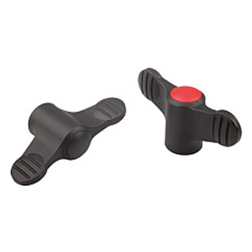 Kipp #8-32 x 38 mm Novo-Grip Wing Grips, Steel Bushing, Internal Thread, Red (10/Pkg.), K0274.9AE6