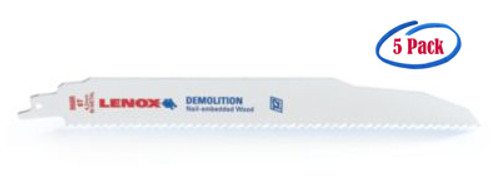 Lenox Bi-Metal Demolition Reciprocating Saw Blades, 6" x 1" x .062", 6 TPI #203706066R5 (5/Pkg)
