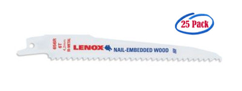 Lenox Wood Bi-Metal Reciprocating Saw Blades, 9" x 3/4" x .050", 6 TPI #20558B956R (25/Pkg.)