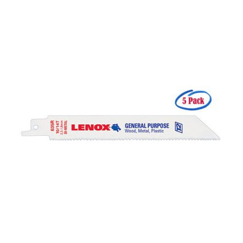 Lenox General Purpose Bi-Metal Reciprocating Saw Blades, 8" x 3/4" x .050", 10/14 TPI #20577850R (5/Pkg.)