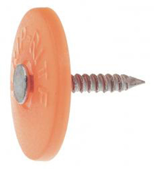 1-1/2" Grip Cap-Plastic Roofing Nails, 12 Gauge, Electrogalvanized, Diamond Point, Ring Shank, (2,000/Carton), Grip Rite #GC112