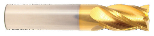 5/16" Dia x 2-1/2" OAL x 9/32" Cut Diameter, 4 Flute Solid Carbide End Mills, Single End Square, TiN Coated (Qty. 1)