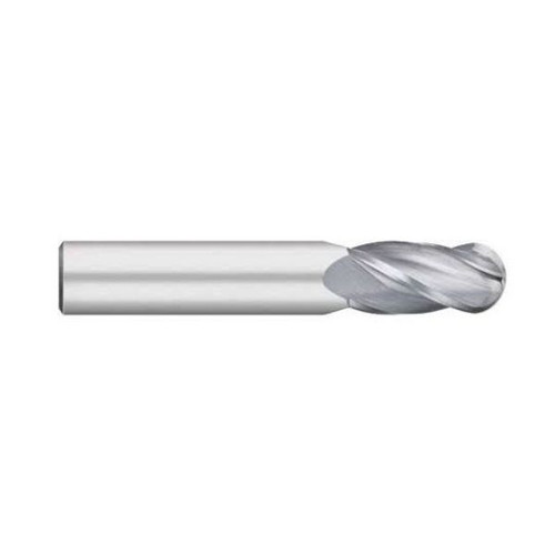 1/8" Dia x 1-1/2" OAL x 1/64" Cut Diameter, 4 Flute Solid Carbide End Mills, Single End Ball, TiN Coated (Qty. 1)