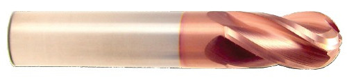 7/16" Dia x 2-1/2" OAL x 7/16" Cut Diameter, 4 Flute Solid Carbide End Mills, Single End Ball, TiCN Coated (Qty. 1)