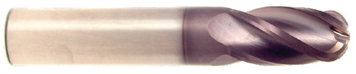 1/8" Dia x 1-1/2" OAL x 5/64" Cut Diameter, 2 Flute Solid Carbide End Mills, Single End Ball, AlTiN - HTC Hard Coat (Qty. 1)