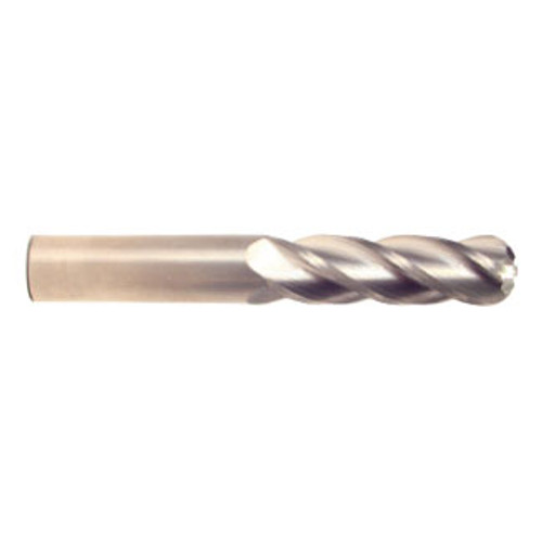 5/16" Cut Dia x 1-1/8" Flute Length x 3" OAL Solid Carbide End Mills, Long Length, Single End Ball, 2 Flute, Uncoated (Qty. 1)