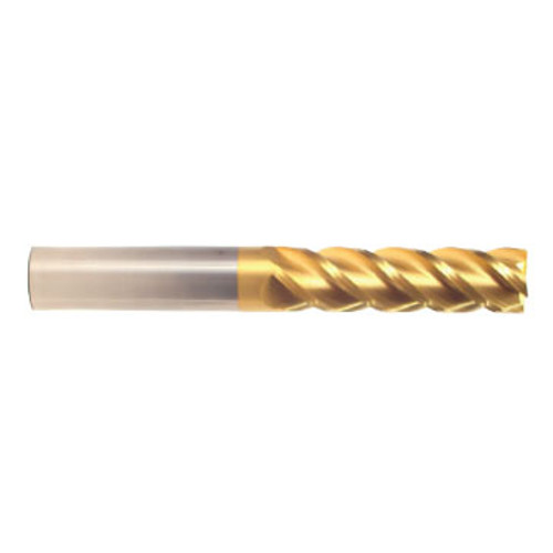 1/4" Cut Dia x 1-1/8" Flute Length x 3" OAL Solid Carbide End Mills, Long Length, Single End Square, 2 Flute, TiN Coated (Qty. 1)