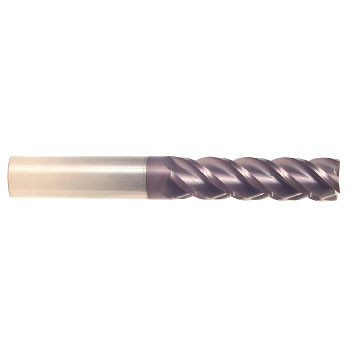 1/8" Cut Dia x 3/4" Flute Length x 2-1/2" OAL Solid Carbide End Mills, Long Length, Single End Square, 4 Flute, AlTiN - Hard Coat (Qty. 1)